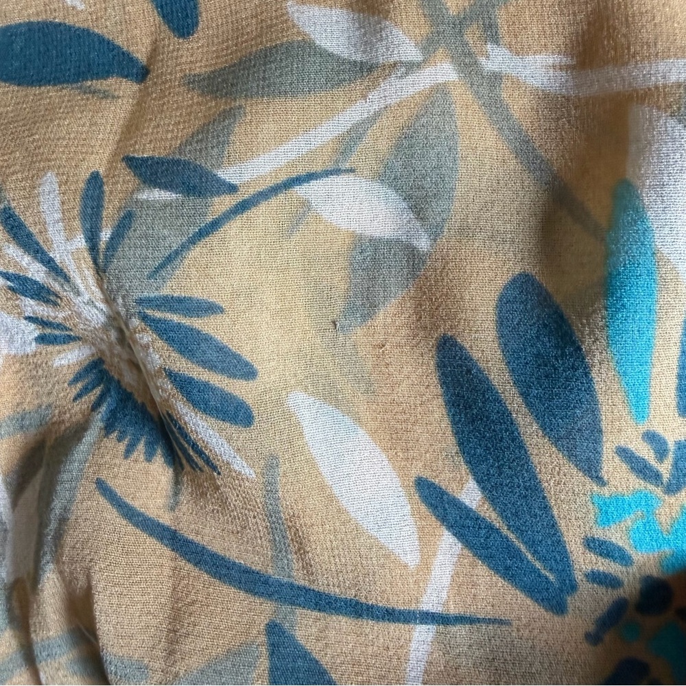 St. John Silk Teal Golden Yellow Floral Collarless Cap Sleeve Sheer Blouse Top - Picture 10 of 16